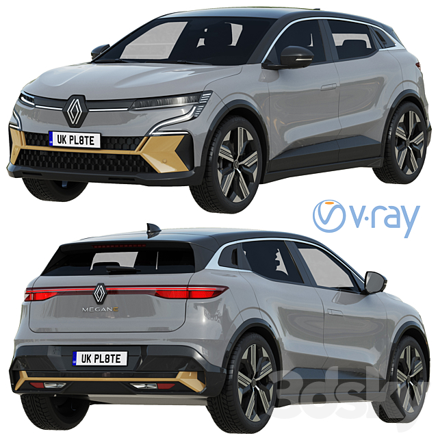 Renault Megane E-Tech 3ds Max - thumbnail 2