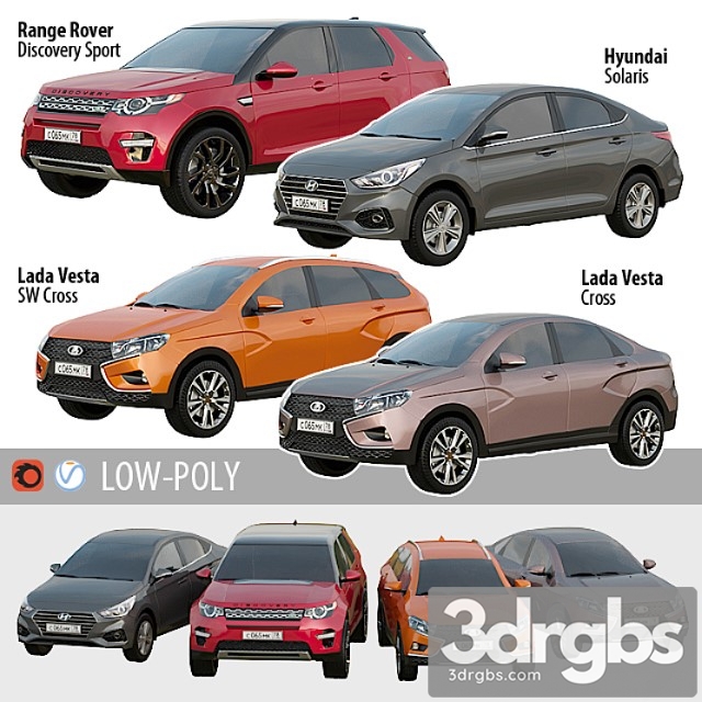 Set of low poly cars 1 3dsmax Download - thumbnail 1