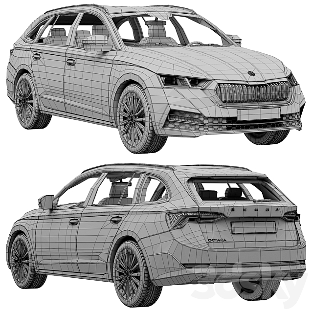 Skoda Octavia Combi 2020 3DS Max Model - thumbnail 5