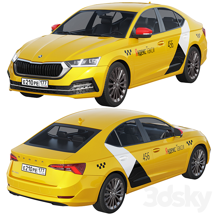 Skoda Octavia Taxi 3DS Max Model - thumbnail 2