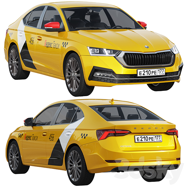 Skoda Octavia Taxi 3DSMax File - thumbnail 1