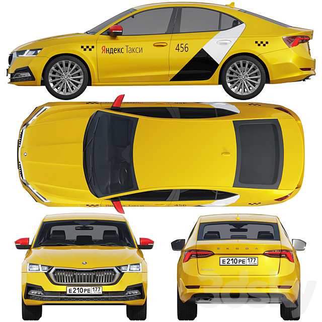 Skoda Octavia Taxi 3DSMax File - thumbnail 3