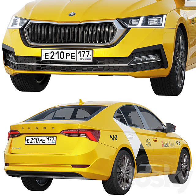 Skoda Octavia Taxi 3DSMax File - thumbnail 4