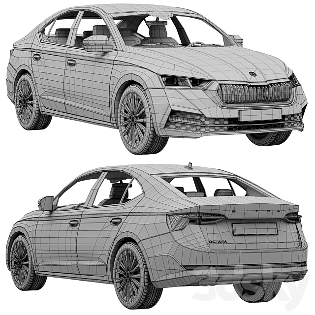 Skoda Octavia Taxi 3DSMax File - thumbnail 6