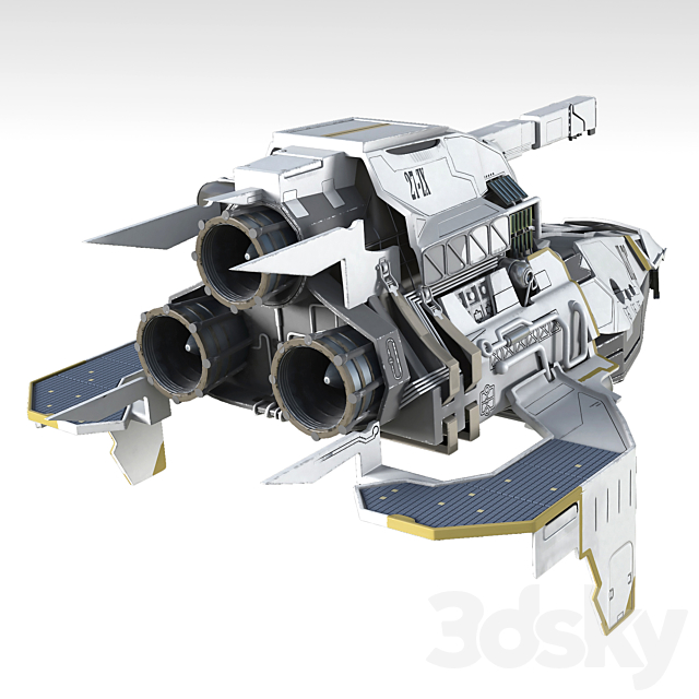 Spaceship 3DS Max Model - thumbnail 2