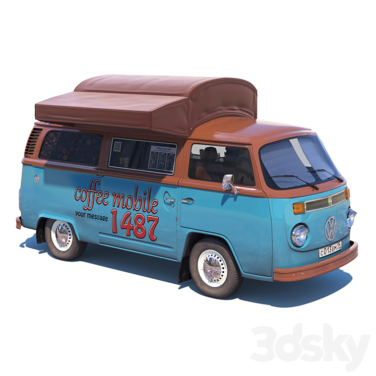 Street coffee car Volkswagen 3DS Max - thumbnail 1