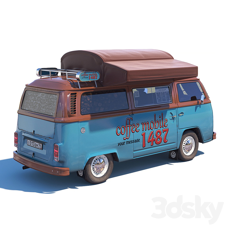 Street coffee car Volkswagen 3DS Max - thumbnail 2