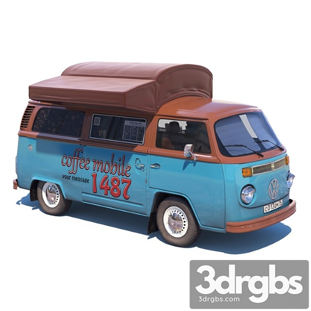 Street coffee car volkswagen 3dsmax Download - thumbnail 1