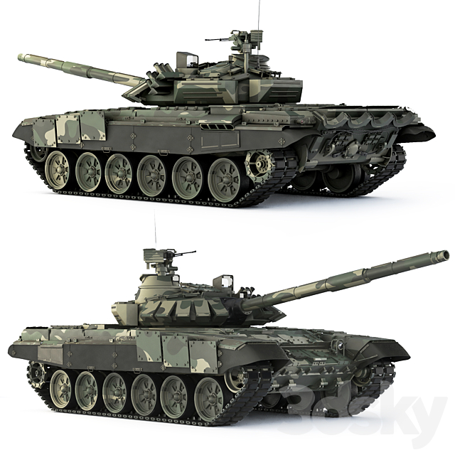 Tank T-72B3 2012 3ds Max - thumbnail 2