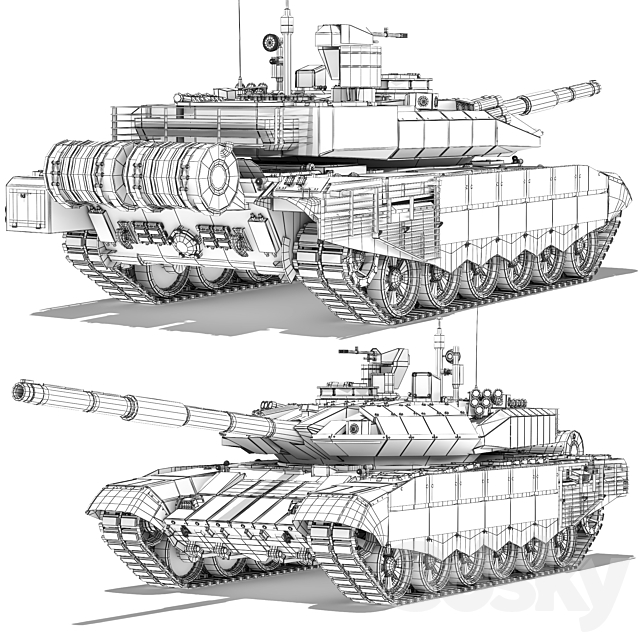 Tank T-90SM 2020 3ds Max - thumbnail 3