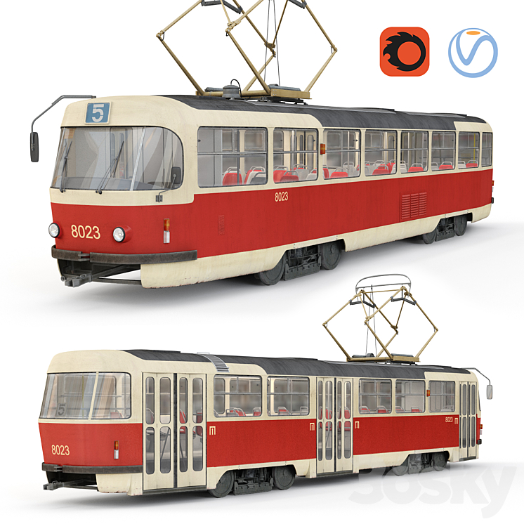 Tatra tram T3 3DS Max - thumbnail 1