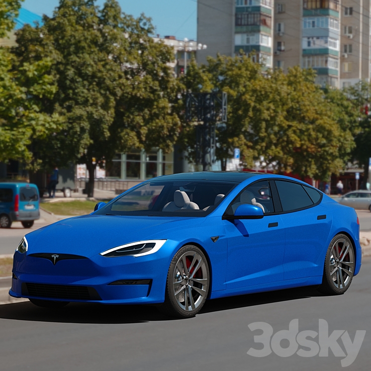 Tesla Model S 2021 PLAID 3DS Max Model - thumbnail 2