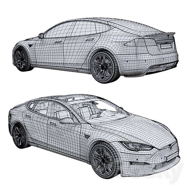 Tesla model S Plaid 2023 3DS Max Model - thumbnail 7