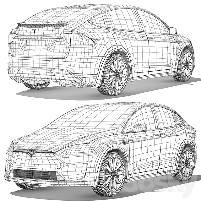 Tesla Model X 2021 3ds Max - thumbnail 3