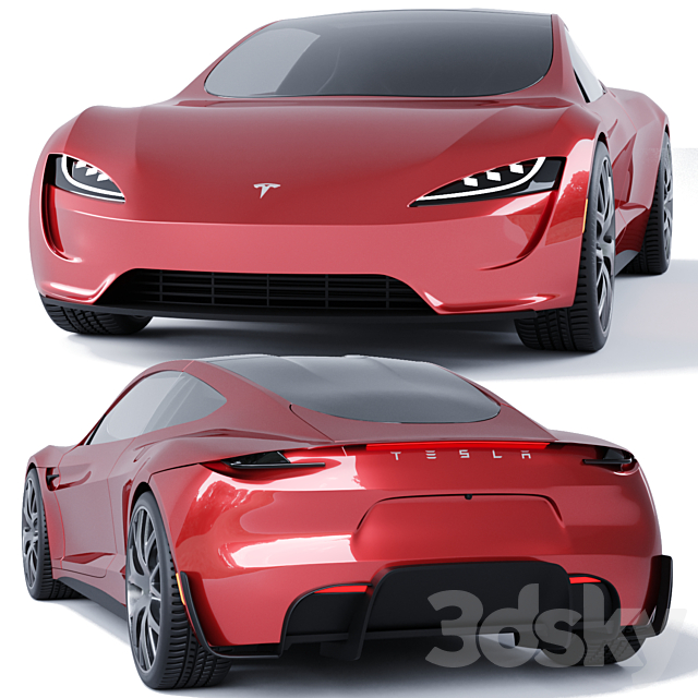 Tesla Roadster 3DS Max Model - thumbnail 3