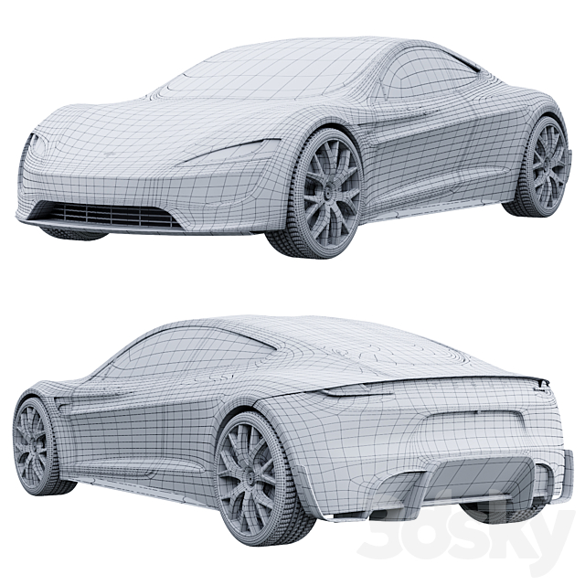 Tesla Roadster 3DS Max Model - thumbnail 5