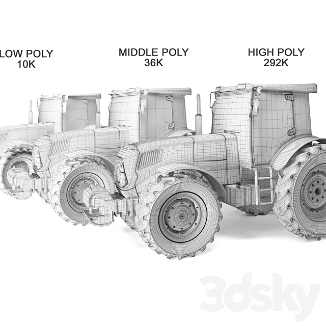 Tractor low _ middle _ high poly rigged 3DSMax File - thumbnail 2