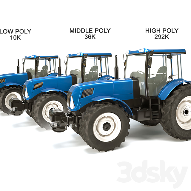 Tractor low _ middle _ high poly rigged 3DSMax File - thumbnail 3