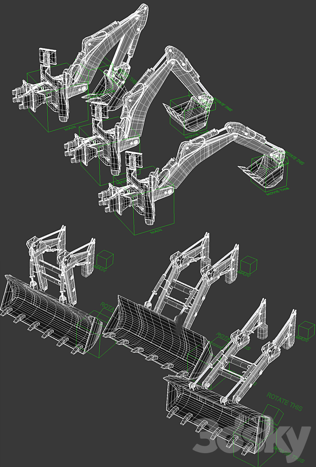 Tractor low _ middle _ high poly rigged 3DSMax File - thumbnail 4