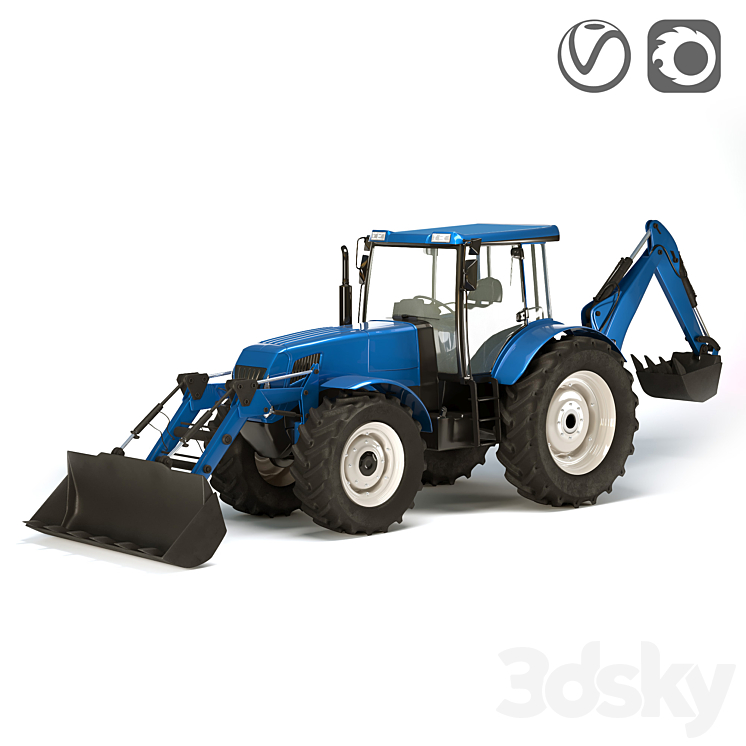 Tractor low \/ middle \/ high poly rigged 3DS Max - thumbnail 1