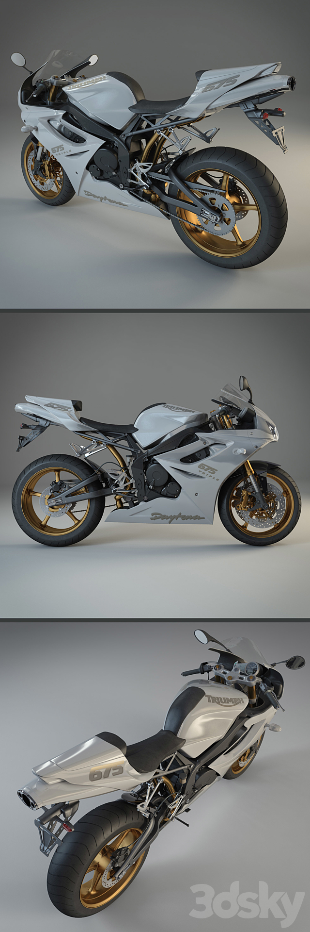 Triumph Daytona 675 SE 3DS Max Model - thumbnail 2