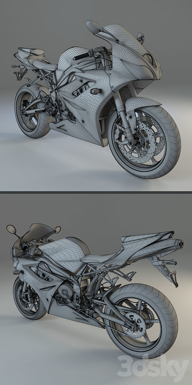 Triumph Daytona 675 SE 3DS Max Model - thumbnail 3