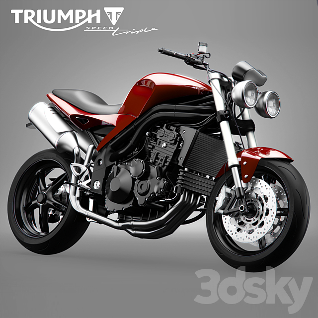 Triumph Speed ​​Triple motorcycle 3DS Max Model - thumbnail 1