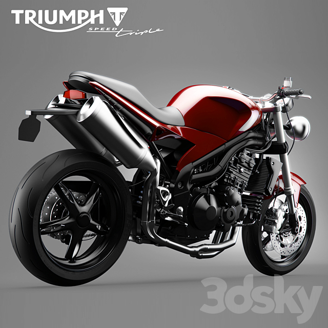 Triumph Speed ​​Triple motorcycle 3DS Max Model - thumbnail 3