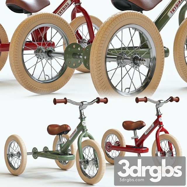 Trybike tricycle et draisienne acier 2-en-1 vintage bleu pe?trole - thumbnail 1