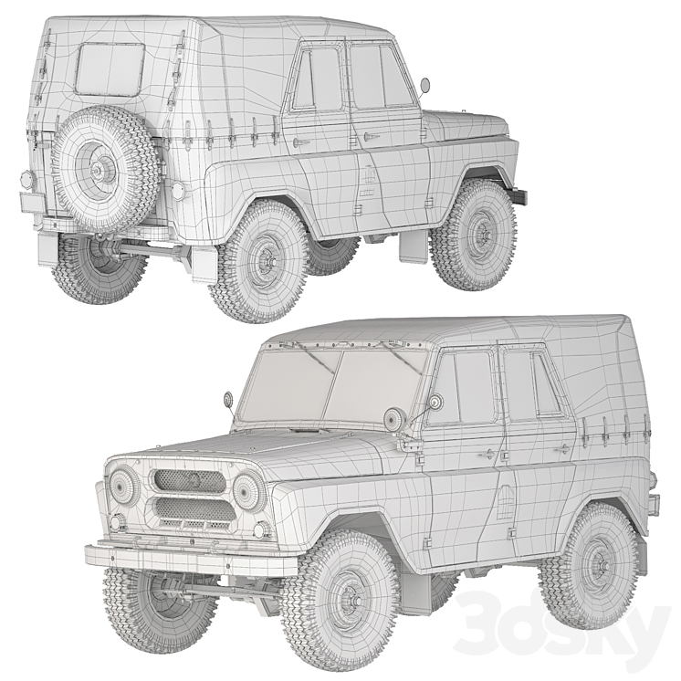 UAZ 469 1970 3DS Max Model - thumbnail 2