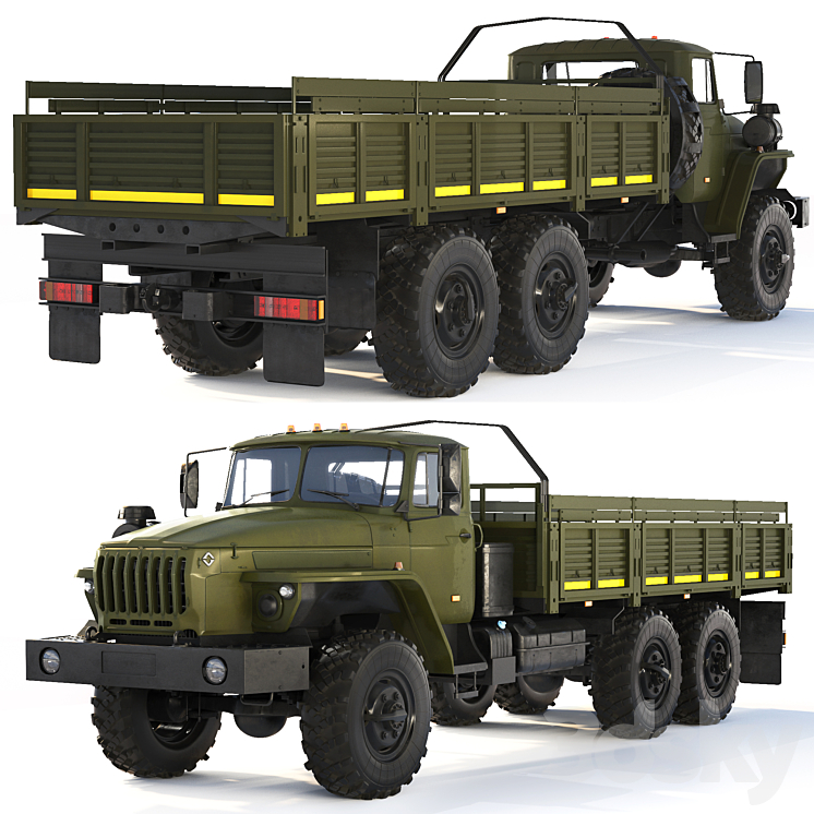 Ural 4320-0911 flatbed body 2015 3DS Max Model - thumbnail 1