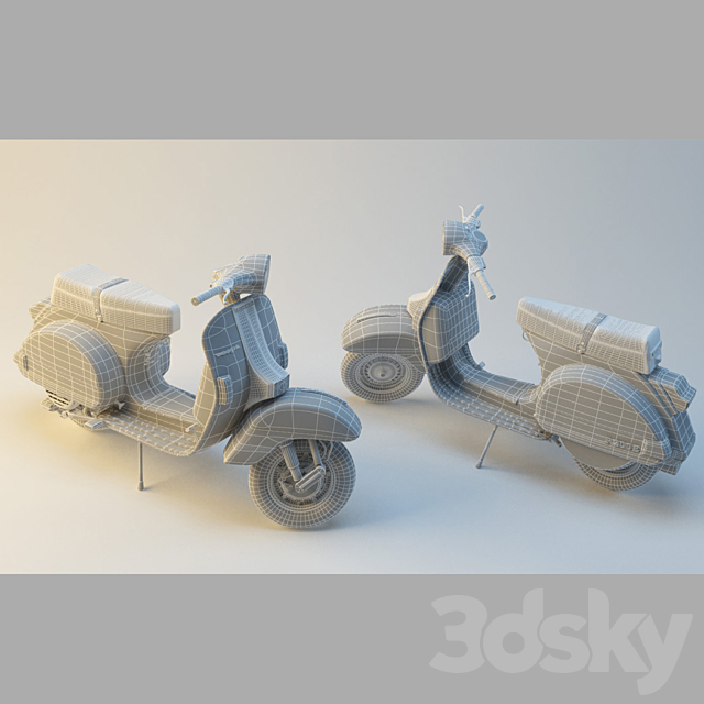 Vespa P200E 3ds Max - thumbnail 3