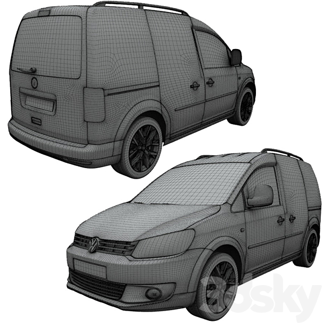 Volkswagen Cross Caddy Kasten 2013 3DS Max Model - thumbnail 3