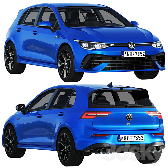 Volkswagen Golf 8 R 2022 3DSMax File - thumbnail 1