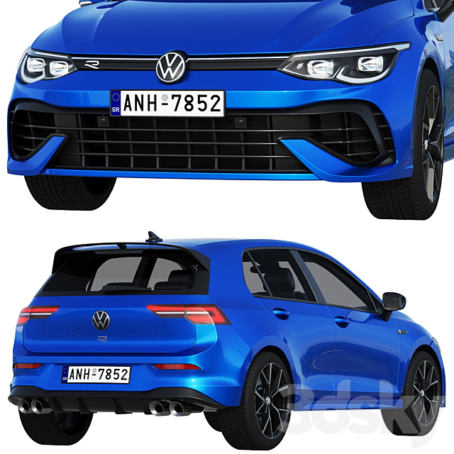 Volkswagen Golf 8 R 2022 3DSMax File - thumbnail 4