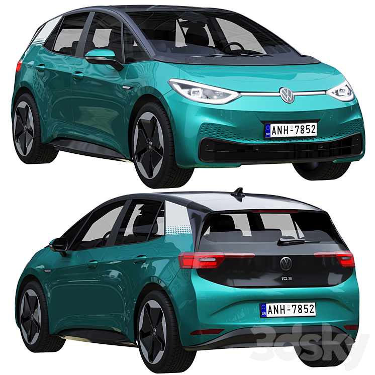 Volkswagen ID3 2021 3DS Max - thumbnail 1