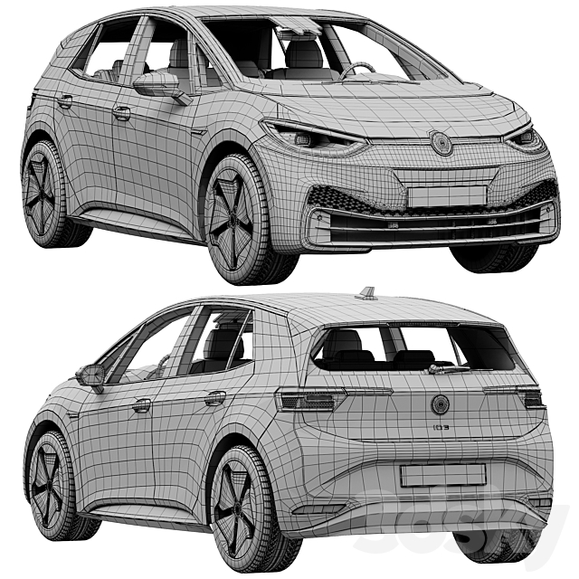 Volkswagen ID3 2021 3DS Max Model - thumbnail 5