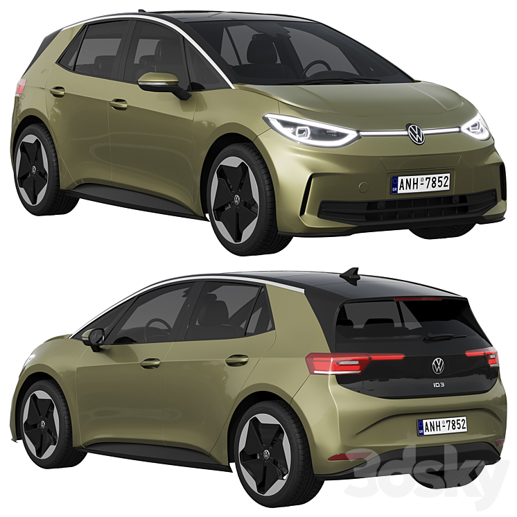 Volkswagen ID3 2024 3DS Max Model - thumbnail 1