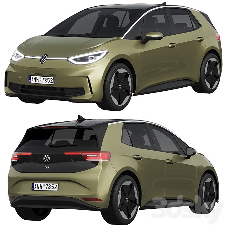 Volkswagen ID3 2024 3DS Max Model - thumbnail 2