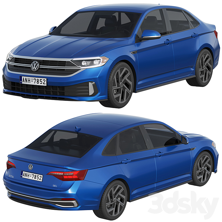 Volkswagen Jetta 2022 3DS Max Model - thumbnail 2