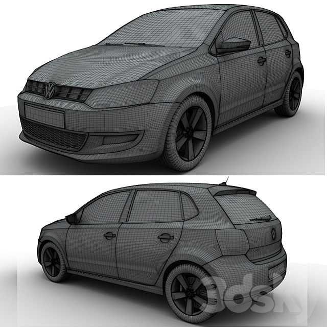 Volkswagen Polo 5doors 2010 3DS Max Model - thumbnail 3