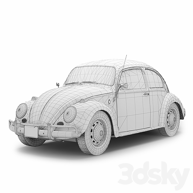 volkswagen sedan 1300 1963 3DS Max Model - thumbnail 3