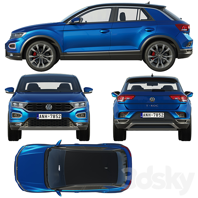 Volkswagen T-Roc 3DS Max Model - thumbnail 3