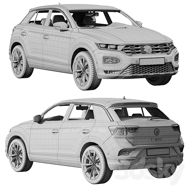 Volkswagen T-Roc 3DS Max Model - thumbnail 5