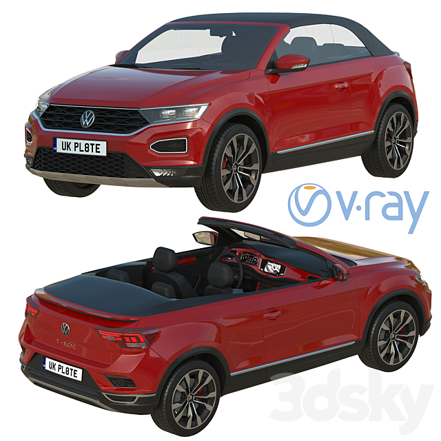 Volkswagen T-Roc Cabriolet 3DS Max Model - thumbnail 2