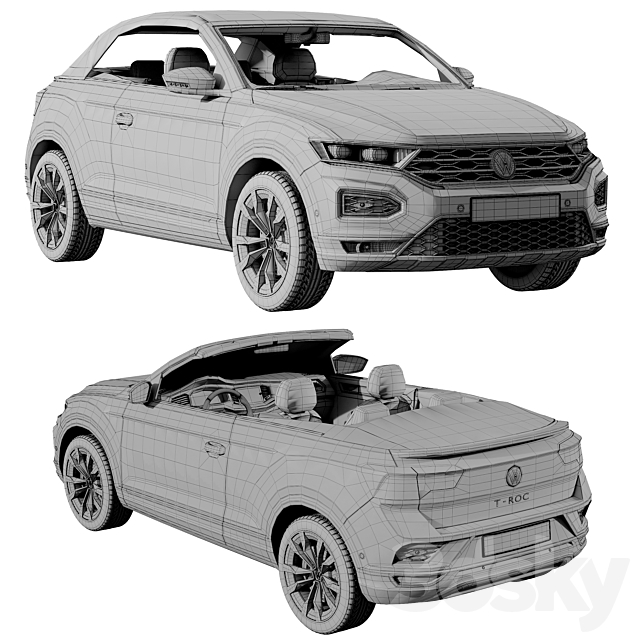 Volkswagen T-Roc Cabriolet 3DS Max Model - thumbnail 5