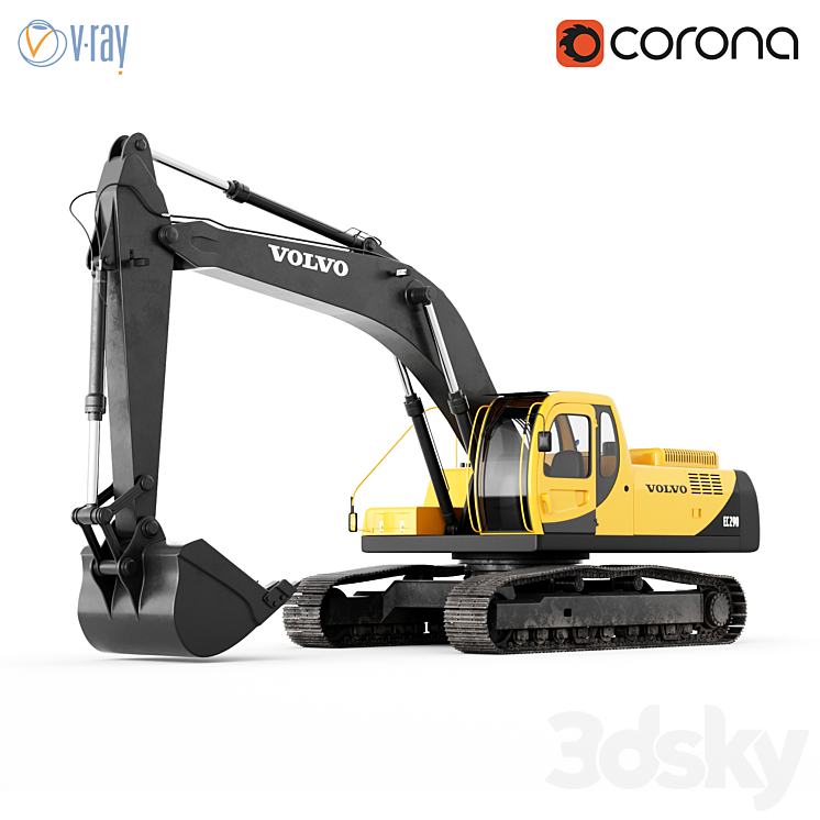 Volvo EC290 Excavator 3DS Max - thumbnail 1