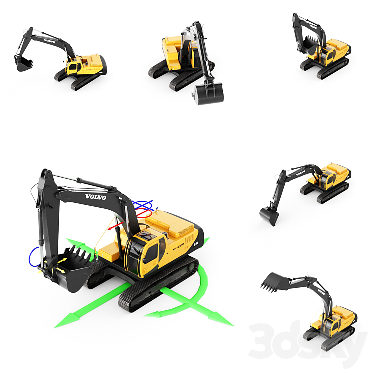 Volvo EC290 Excavator 3DS Max - thumbnail 2