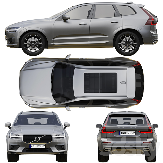 Volvo XC60 R-Design 3DS Max Model - thumbnail 3