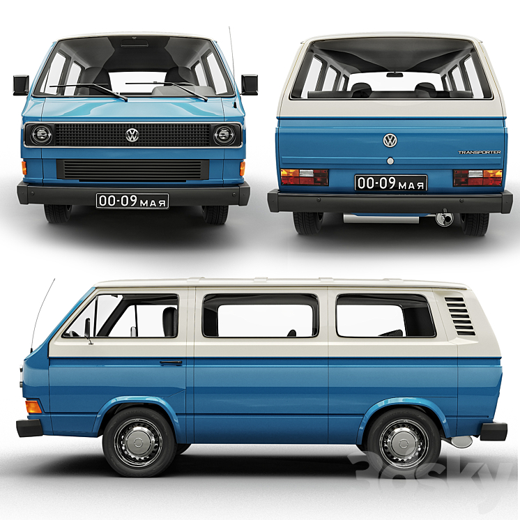 VW Transporter T3 3DS Max Model - thumbnail 2